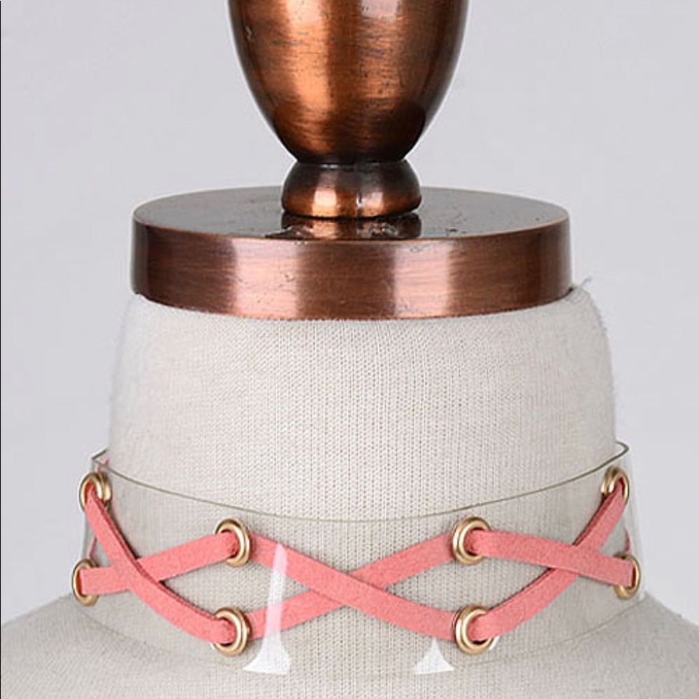 Pink cross choker